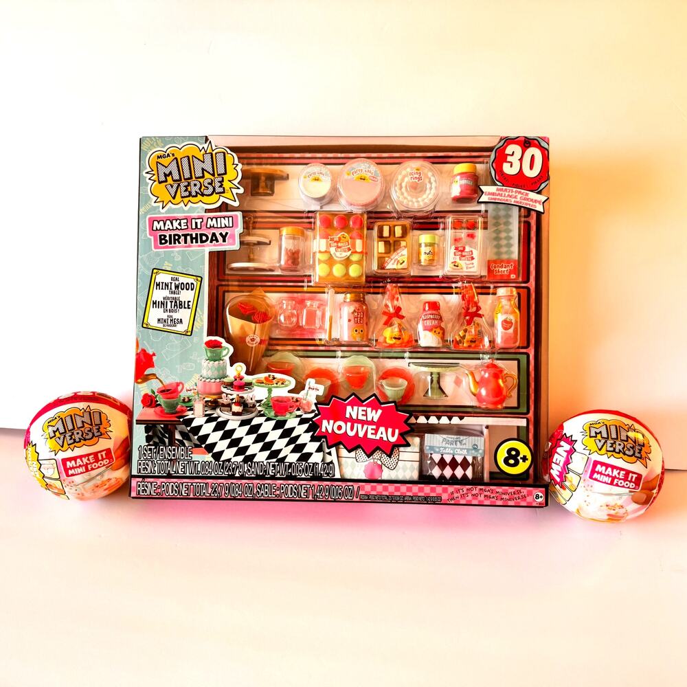 MGA's Miniverse Make it Mini Birthday & 2 Make it Mini Diner Series 3 Balls NEW